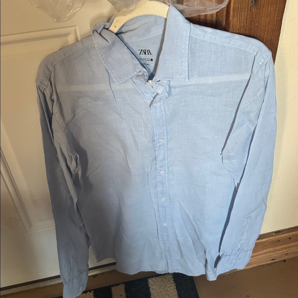 Zara Sky Blue Collared Shirt